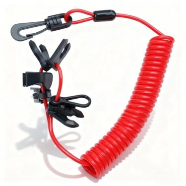 Imagem de Qonsy Cordão conector de interruptor Kill Stop de segurança para barco com 7 chaves para Yamaha Mercury Tohatsu Honda Suzuki Marine Motor de popa Kill Switch Tether
