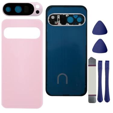 Imagem de Substituição de vidro traseiro para Pixel 9 Pro para Google Pixel 9 Pro Capa traseira de vidro com fita pré-instalada e lente de câmera + ferramentas (quartzo rosa)