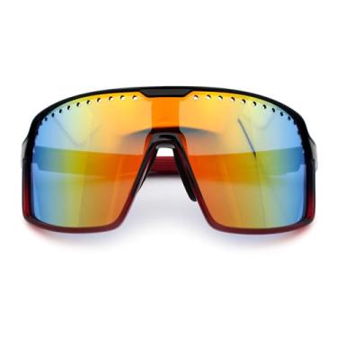 Imagem de Xloop Óculos de sol masculinos retangulares com estampa da bandeira dos EUA, Preto e vermelho - laranja espelhado, 69-11-136