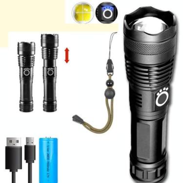 Imagem de Lanterna Tática T9 Recarregável 5 modos de luz com Zoom ajustável - F.