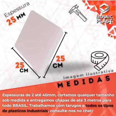 Imagem de Chapa de PEAD Polietileno 25mm (25x25cm) Tabua de corte Profissional Material Atóxico Livre de BPA s/acabamento cantos Retos, Usinagem | 250x250mm | 0,25m x 0,25 m