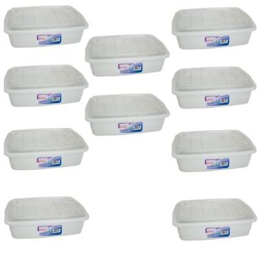 Imagem de Kit 10 Caixa Organizadora Container 5 L C/Tampa 34x24x11Cm - Arqplast