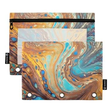 Imagem de Wassud Pacote com 2 pastas de fichário de arte abstrata, pastas de bolso com 3 furos, organizador de fichários para casa, escritório