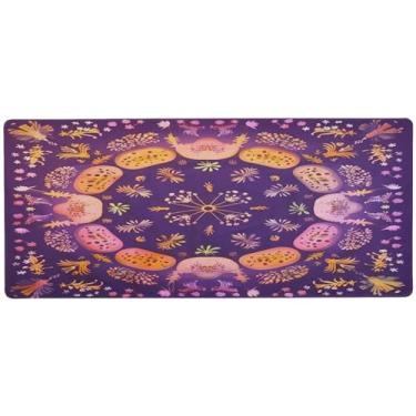 Imagem de Wassud Mouse pad mandala roxo para jogos com base de borracha antiderrapante, mouse pad longo para teclado de computador com borda costurada, almofada grande à prova d'água para escritório, casa, 80 x