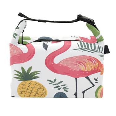 Imagem de STAYTOP Lancheira de flamingos e abacaxis com fivela de alça, lancheira isolada para meninos e meninas, lancheira térmica para trabalho escolar