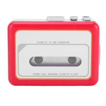 Imagem de Zyyini Leitor de Cassetes Portátil, Converta Fitas Cassete Em Arquivos Digitais MP3 Com Alto-falante Integrado e Entrada para Fone de Ouvido Gravador Portátil para Unidade USB ou Cartão (Vermelho)