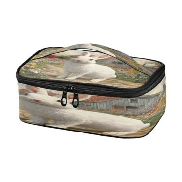 Imagem de Burbuja Bunny in Countryside Road Lancheira isolada para homens e mulheres, mini lancheira reutilizável Lancheira portátil com alça para trabalho, viagem, piquenique