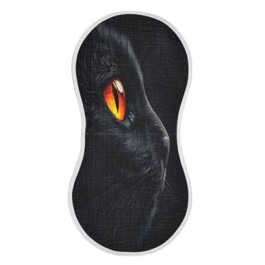 Imagem de xigua Conjunto de 1 pano de musselina preto com olhos de gato, super macios e absorventes, roupas de arroto de algodão, presente de chá para recém-nascidos, bebês meninas e meninos