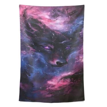 Imagem de STAYTOP Tapeçaria de parede lobo selvagem tapeçaria para decoração de casa dormitório decoração sala de estar quarto tapete de parede (60 × 51 polegadas)