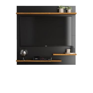 Imagem de Painel Para Tv Smart 32 Polegadas Com Prateleira Nicho Quarto Sala painel de tv(MADRI - PRETO/NATURE)