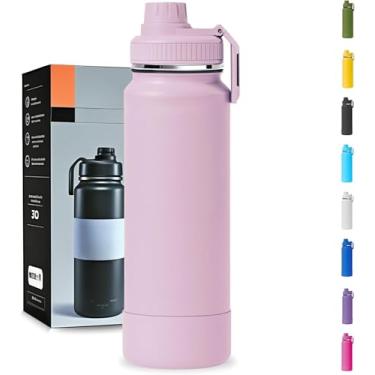 Imagem de Garrafa Térmica 1000ML - Duplamente Isolada a Vácuo, Aço Inox 304, Base Emborrachada Anti Derrapante, Mantém Bebidas Quentes por 12 Horas e Geladas por 24 Horas (Rosa Bebe Slin)