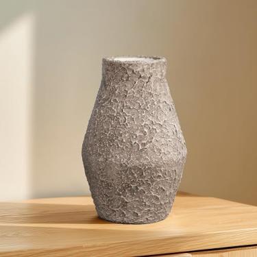 Imagem de Wancetang Vaso de flores de cerâmica para grama dos pampas, vaso marrom rústico, decoração de casa, vaso de terracota de fazenda de 25,4 cm, sala de estar, prateleira, banheiro, decoração de detalhes