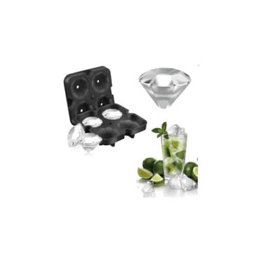 Imagem de Forma de Silicone em Formato de Diamante para Gelo Molecular e Chocolate, 4 Cavidades, 12,5x12,5x3,8cm, Livre de BPA, com Tampa e Funil