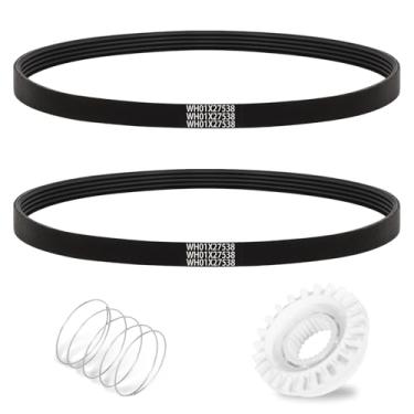 Imagem de Kit de reparo de máquina de lavar (WH05X24185 embreagem de máquina de lavar + WH01X24434 mola de arruela + 2 x WH01X27538 correia de acionamento), para peças de lavadora GE/Hotpoint substitui 4588013