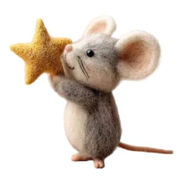Imagem de Ｂｅｓｇａ Ratinhos de feltro feitos à mão com estrela, enfeites criativos de Natal em miniatura para ambientes internos, estatueta encantadora para quarto, Style B