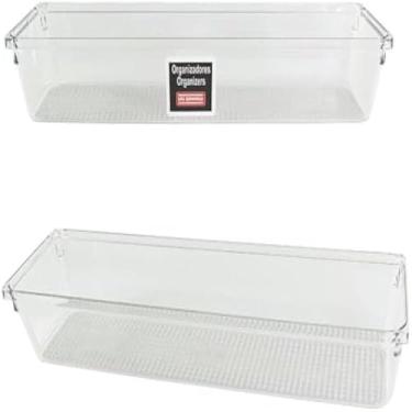 Imagem de Organizador de gaveta transparente para organizar itens, plastico rigido, pratico, eficaz,azul