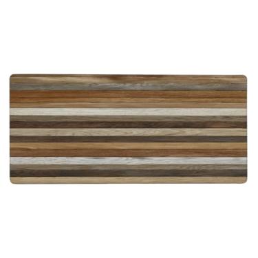 Imagem de Tapete de mouse grande de madeira marrom para praia, impermeável, protetor de mesa estendido, tapete de borracha antiderrapante para escritório, computador, teclado, laptop e mesa de casa, mouse pad