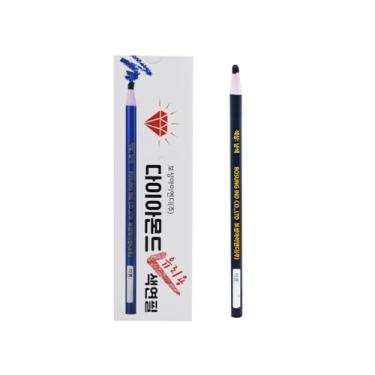 Imagem de Marcadores chineses de diamante de 12 cores, lápis de cera de graxa destacáveis para madeira, vidro, metal, tecido, película, marcação de papel (azul)