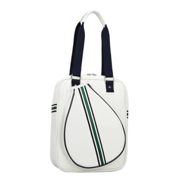 Imagem de Generic Bolsa de tênis tipo tote, bolsa para raquete de tênis para homens e mulheres, impermeável, ideal para sessões de exercícios ao ar livre, Branco 1 Ombro