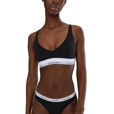 Imagem de Calvin Klein Sutiã feminino triângulo modal sem forro de algodão, Preto, P