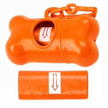 Imagem de Kit Suporte Cata Caca Cocô Cães Porta Saquinho Pet + 2 Refil Bacon Born Pet (Laranja)