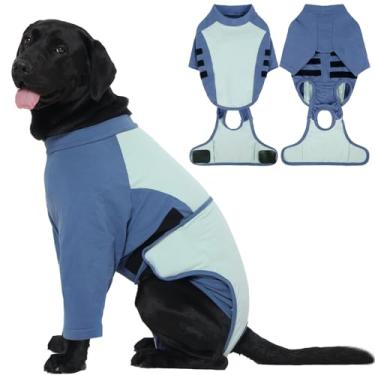 Imagem de LeLePet Terno de recuperação para cães após a cirurgia, ternos fêmeas esterilizados e masculinos, macacão de cachorro para cirurgia que evita lamber, respirável e macio para recuperação com pernas