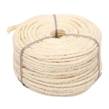 Imagem de Asixxsix Corda de Sisal Natural para Arranhador de Gato, Fio de Corda de Sisal de 0,16 pol. X 164 Pés, Ultra Durável, Substituição de Poste de Arranhão para árvore de Gato DIY (Branca)
