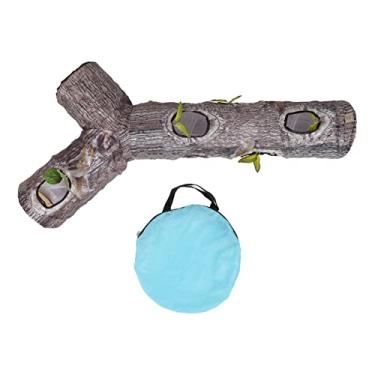 Imagem de ZJchao Túnel de Gato, Túneis de Gato para Gatos Internos, 59,1 X 9,8 X 25,6 pol. Dobrável, Lavável, Grão de Madeira Realista, Tubo de Gatinho Interativo, Ferramenta de Treinamento de