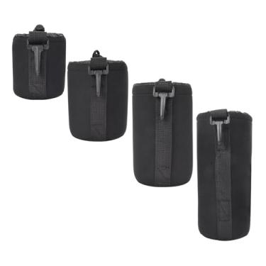 Imagem de aqxreight 4 PCS S M L XL Portátil Neoprene Elástico Absorção De Choque Tampa Da Lente Da Câmera Bolsa De Armazenamento Bolsa De Armazenamento De Lente Uniq Artificial Macia De De De Neoprene4 PCS De