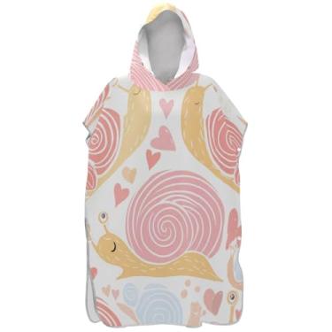 Imagem de Joisal Poncho de surfe para adultos trocador de roupas de banho com capuz toalhas leves para homens poncho com capuz caracóis fofos corações rosa