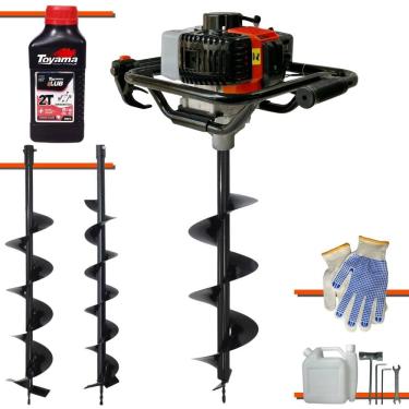 Imagem de Perfurador de Solo À Gasolina Vant VPS52 52cc 2HP de Alta Rotação e Performance + Brocas 80x10cm, 80x15cm e 80x20cm + ÓLEO TOYAMA 2T