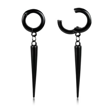 Imagem de DOEARKO 2 peças de tampões de orelha cruzados de aço inoxidável 3 mm (8G) brincos leves para orelhas esticadas, hipoalergênicos, medidores de orelha pendentes com esticadores de pingente de cruz