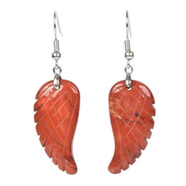 Imagem de Brincos pendentes de asa de anjo feitos à mão Reiki Chakra com pedra preciosa de cristal para cura