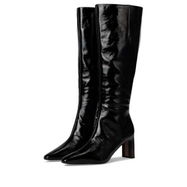 Imagem de Sam Edelman Bota de cano alto feminina Sylvia, Panturrilha larga envernizada preta, 42