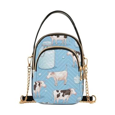Imagem de GAIGEO Bolsa tiracolo feminina Cows, bolsa com alça de ombro longa, bolsa de ombro pequena para mulheres, Vacas-3, One Size