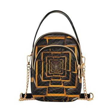 Imagem de Bolsa tiracolo feminina Purple Nebula, bolsa tiracolo pequena para mulheres na moda, bolsa transversal de outono, Retângulos metálicos geométricos espirais - 3, One Size