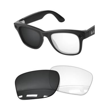 Imagem de Forobb Lentes de reposição polarizadas de 1,6 mm compatíveis com óculos inteligentes Ray-Ban Meta Wayfarer RW4008 de 53 mm, Eclipse Grey Photochromic - Policarbonato não polarizado, One Size