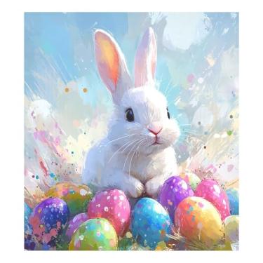 Imagem de CEBUGI Linda capa de ímã de lava-louças de coelho branco capas decorativas de porta de lava-louças 58 x 66 cm decalque de painel de geladeira para decoração de cozinha doméstica