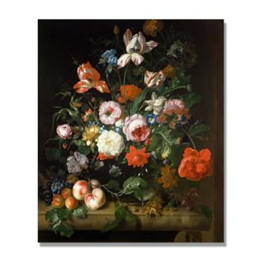 Imagem de NHLDZYH Quadro para cozinha - ainda vida vintage de flores - natureza morta em tela - decoração de parede romântica e acolhedora. B41. 40 x 48 cm apenas tela