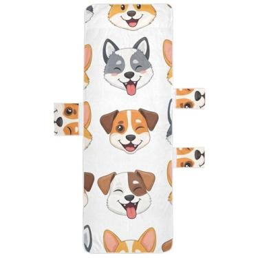 Imagem de Capa de toalha para espreguiçadeira de cachorro fofo de desenho animado, toalha de praia de piscina com bolsos, espreguiçadeira de praia divertida 215,9 x 76,2 cm