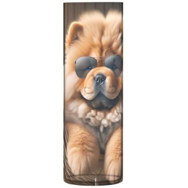 Imagem de Vasos de mesa com cilindro de cachorro fofo Chow Chow Chow para mesa vasos altos de plástico personalizados decoração floral fofa de outono para quarto, 30 cm x 9,9 cm