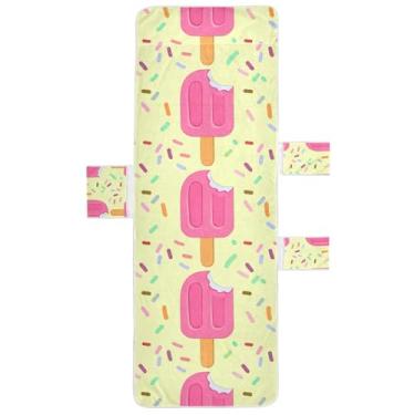 Imagem de Capas de toalha de espreguiçadeira amarela para picolés rosa polvilha, poltrona, poltrona, praia, espreguiçadeira grande, 203 x 76 cm