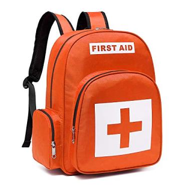 Imagem de Mochila médica vazia para primeiros socorros Gatycallaty para bolsas de emergência Tratamento de traumas de primeira resposta com 13 bolsos para escolas, caminhadas, viagens de campo, acampamento, creche, Laranja