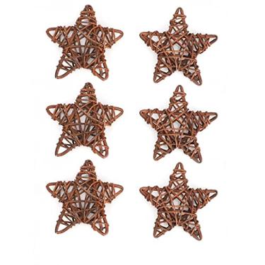 Imagem de SIWOTED 6 unidades DIY artesanato estrelas de vime naturais para festa de casamento decoração de Natal (Cor Café)