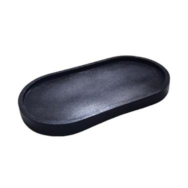 Imagem de Bandeja Decorativa Oval Multiuso | Marmorizado | Kit |Granilite | Porta Jóias | Acessórios | Porta Velas 17.5 cm x 9 cm para Casa Sala Quarto e Ambientes de Decoração Elegante(Black)