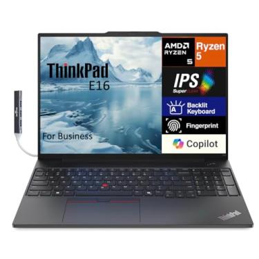 Imagem de Lenovo Thinkpad E16 Gen 2 Business Laptop 40.6 cm IPS WUXGA Display (AMD Ryzen 5 7535U, 32GB DDR5, SSD PCIe 512GB, KYB retroiluminado, impressão digital, WiFi 6E, BT 5.3, Win 11 Pro) com expansor de