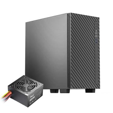 Imagem de Rosewill FBM-X5 Micro ATX Mini Torre Gaming e Gabinete para computador de escritório com fonte de alimentação pré-instalada de 400 W, suporte AIO de 240 mm/280 mm, 2 USB 2.0, 2 USB 3.0, 1