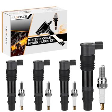 Imagem de Pacote 4 F6T547 OEM Bobina de ignição e vela de ignição - Compatível com SUZUKI GSX1300R HAYABUSA KASAWAKI Z1000 NINJA ZX-9R ZX-12R 650R Z750 ER-6N - Substitui # 33410-24F10