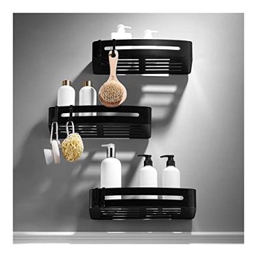 Imagem de Prateleiras de chuveiro espaço prateleira de banheiro de alumínio, acessórios de banheiro preto prateleira de canto de chuveiro, rack de armazenamento de xampu, suporte de cesta de banheiro suporte de
