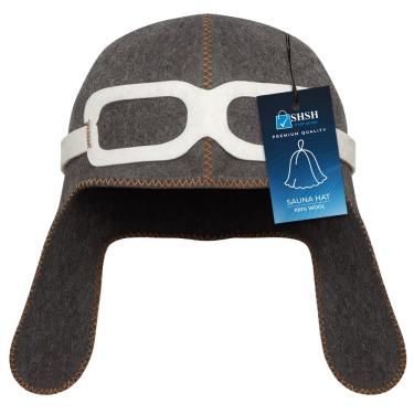 Imagem de Chapéu de sauna piloto para homens e mulheres de lã aviador masculino - chapéu Banya para homens boné de sauna de feltro para mulheres cinza finlandês